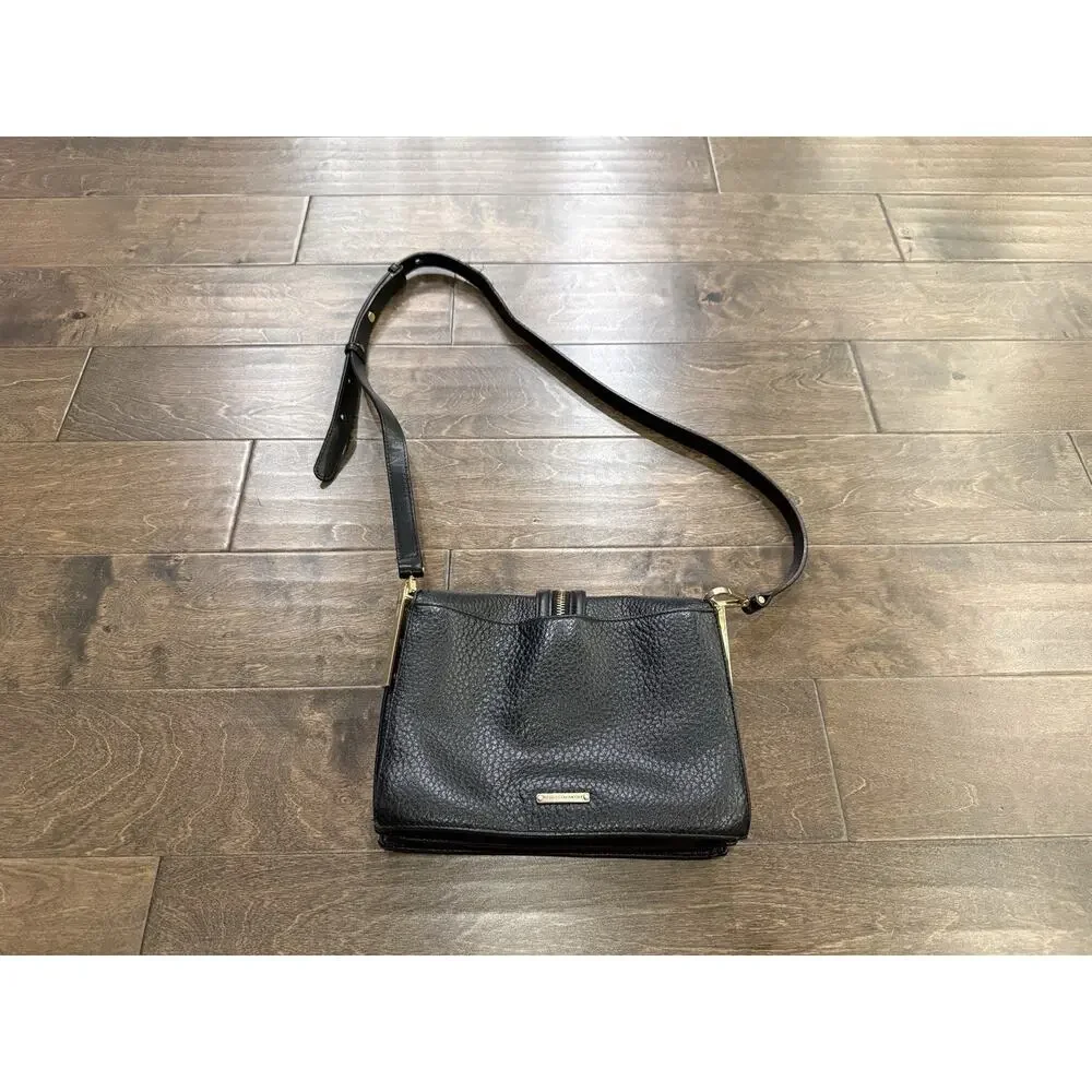 Rebecca Minkoff Womens Black Mini Waverly Pebbled Leather Crossbody Bag